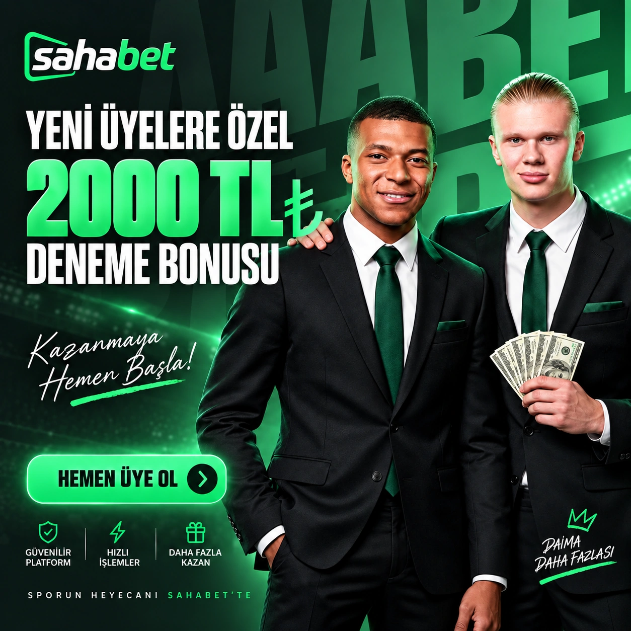Sahabet yeni üyeler için 2000 TL deneme bonusu kampanya görseli